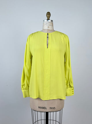 Blouse lime néon soyeuse lavable (4/10/12/14)