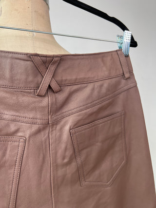 Short chocolat en cuir  (S)