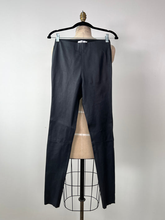 Pantalon legging en cuir extensible marine  (XS)