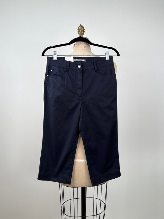 Pantalon corsaire marine en coton extensible (S)