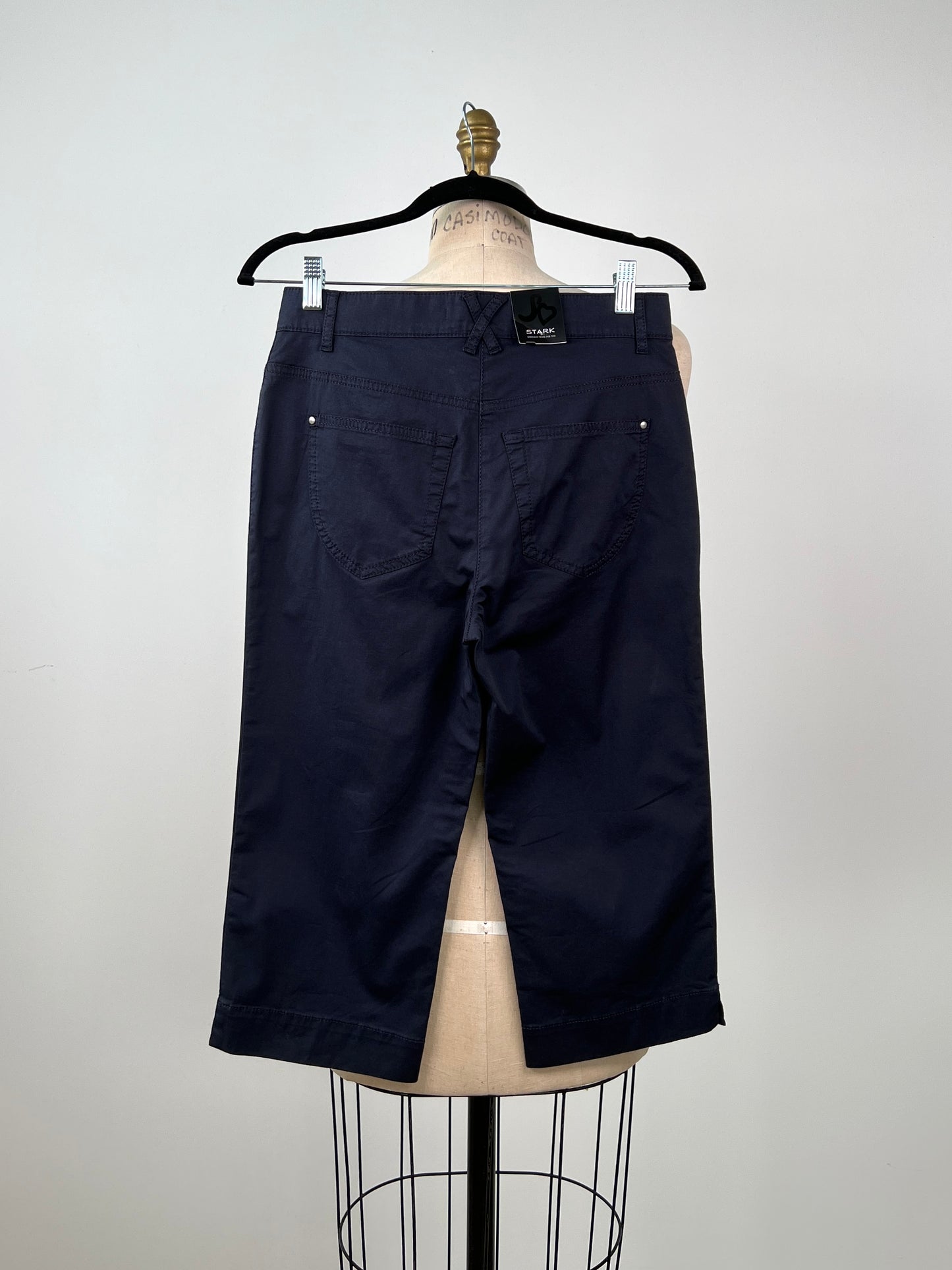 Pantalon corsaire marine en coton extensible (S)