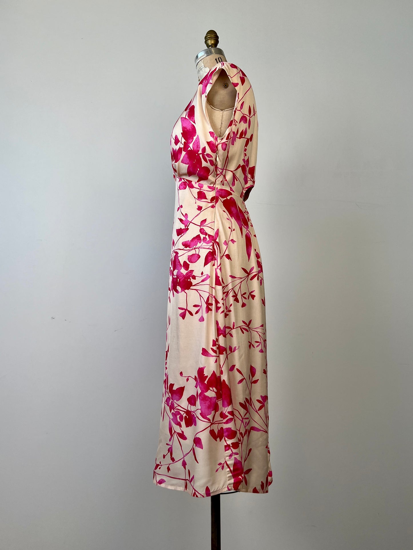 Robe vanile à motif floral rose lavable (6-12)