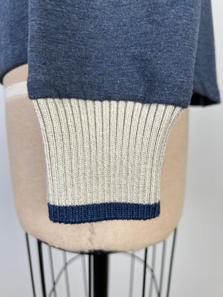 Heather Blue/Cream Fleece Turtleneck Sweater (XS-M)