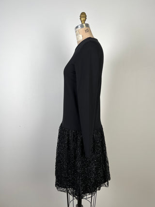 Black dress with tone-on-tone metallic lace skirt (XS)