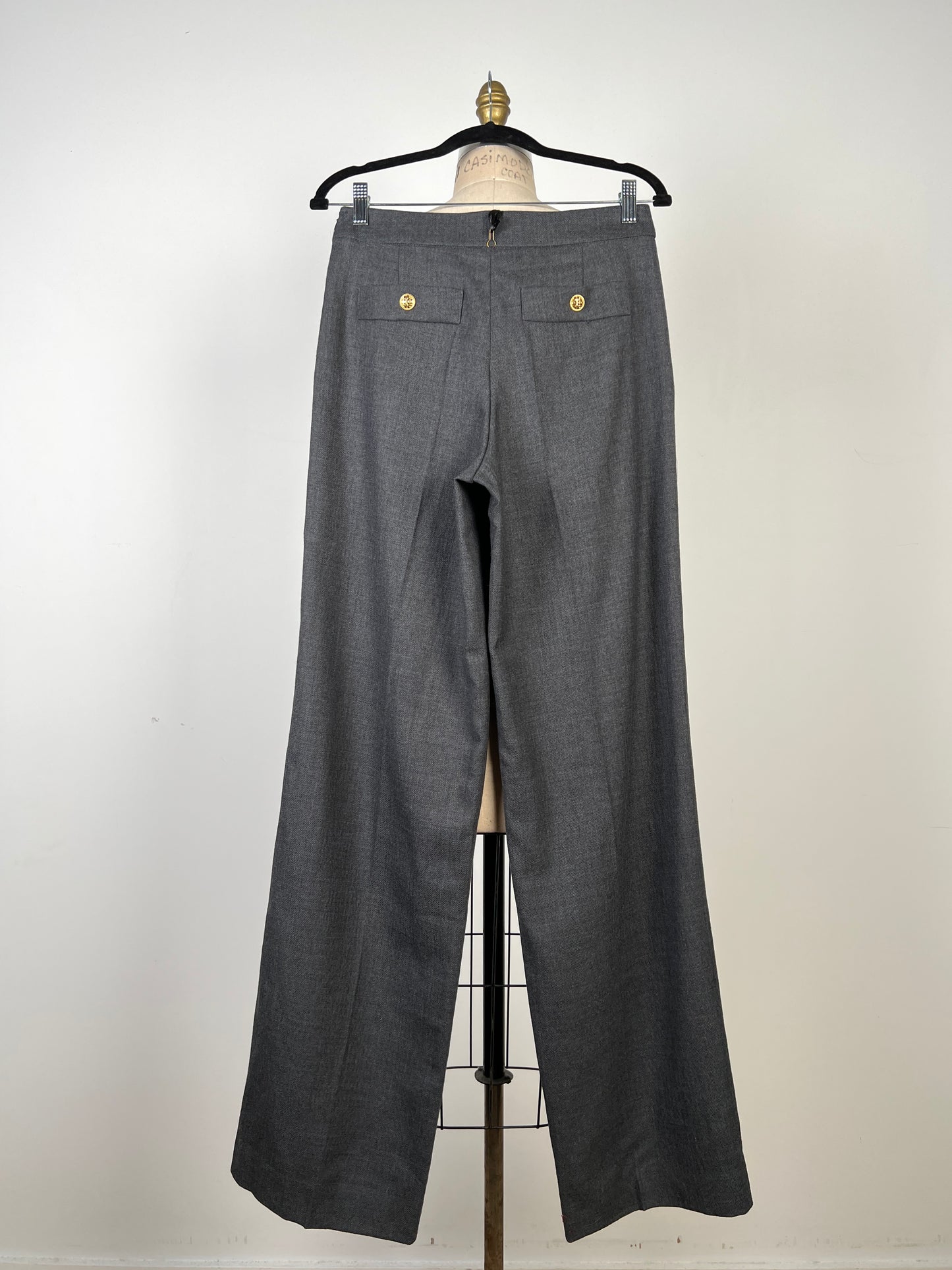 Pantalon en laine grise à boutons dorés (XS+S)