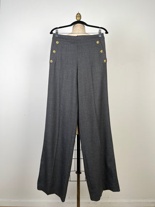 Pantalon en laine grise à boutons dorés (XS+S)