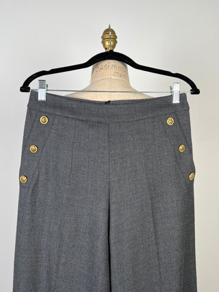 Pantalon en laine grise à boutons dorés (XS+S)