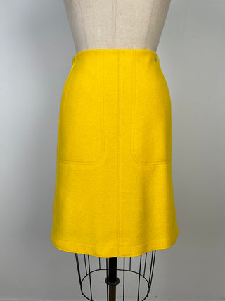 Yellow flared skirt in virgin wool felt (XS and S)