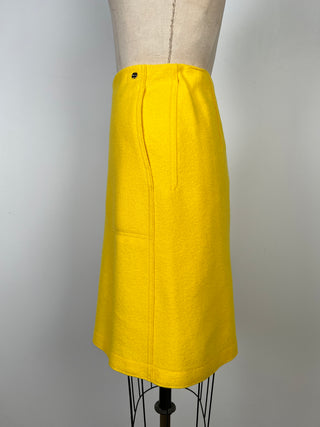 Yellow flared skirt in virgin wool felt (XS and S)