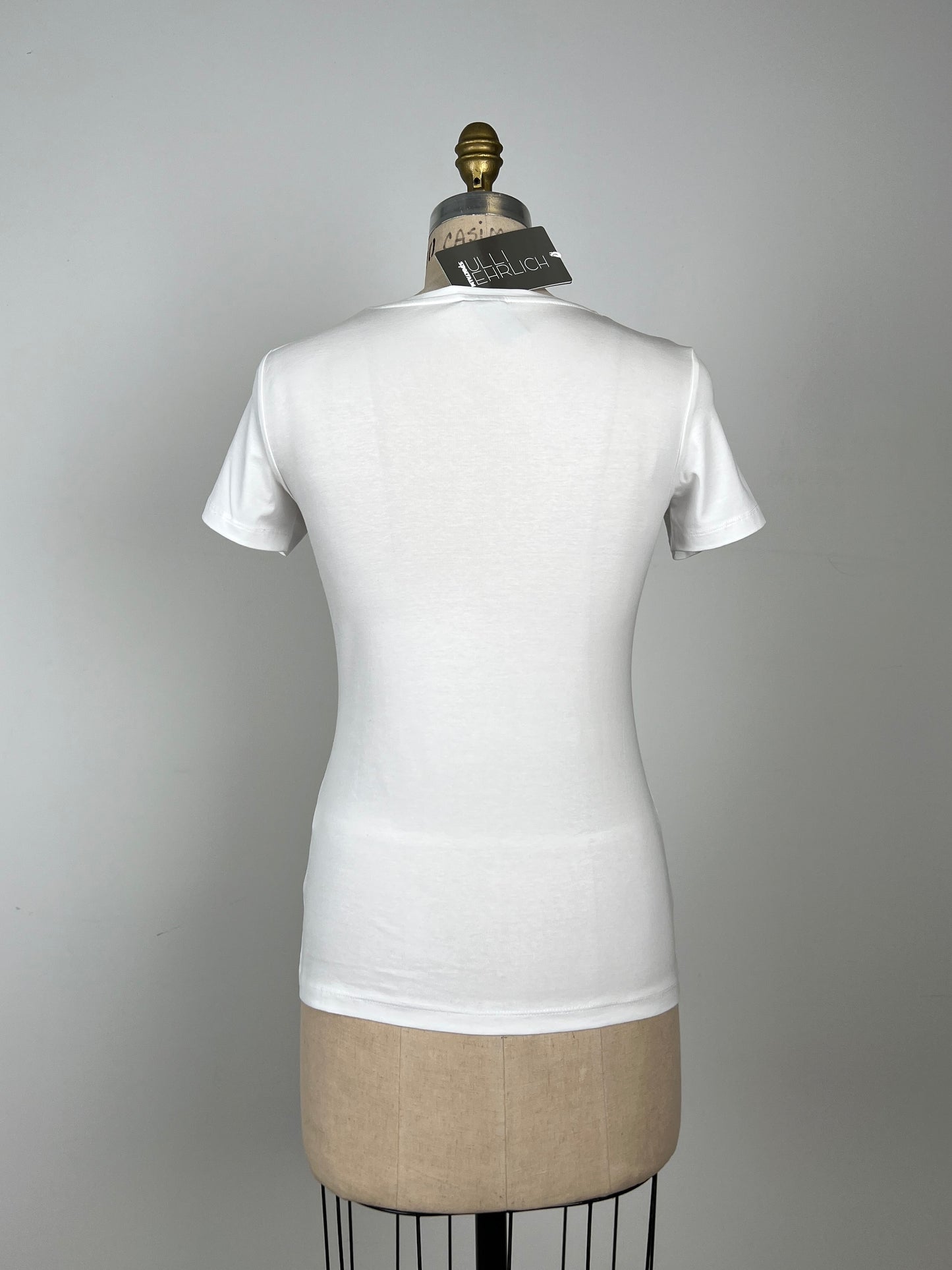 T-shirt blanc à bande et relief SILVER (XS)