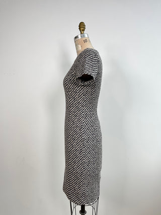 Anthracite striated cream jacquard knit dress (6)