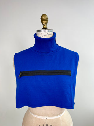 Faux col roulé en tricot bleu cobalt à superposer (TU)