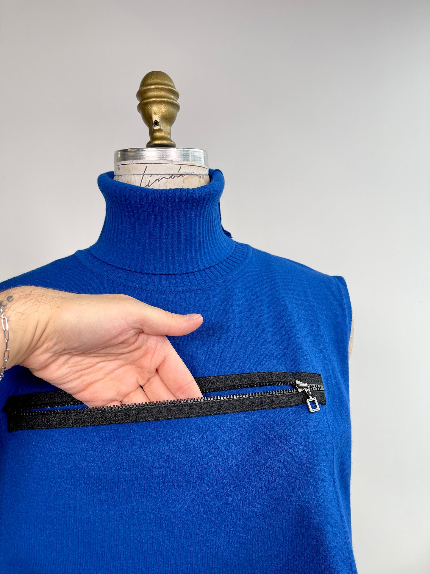 Faux col roulé en tricot bleu cobalt à superposer (TU)