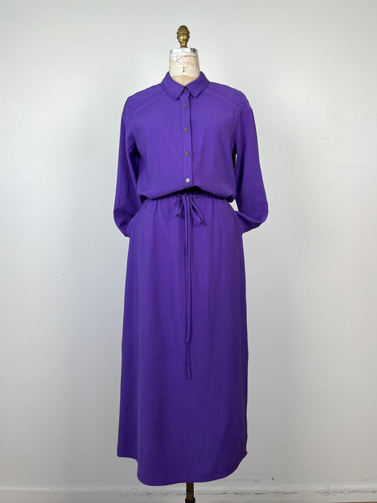 Robe maxi en tissage sergé mauve (6)