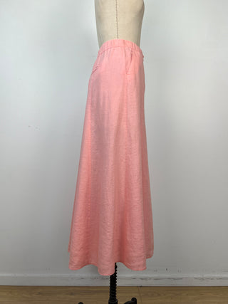 Delicious washable peach linen skirt (6)