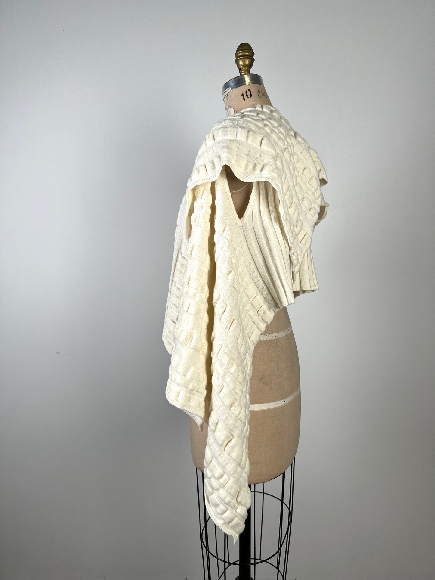 Veste châle crème en tricot à relief (XS/M)