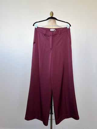 Pantalon fluide à jambe large bourgogne lavable (6 à 10)