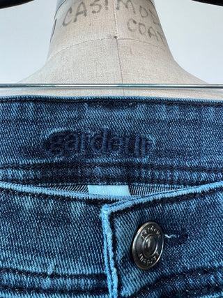 Pantalon en denim bleu à léopard paillettes (8)