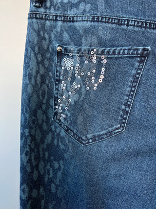 Pantalon en denim bleu à léopard paillettes (8)