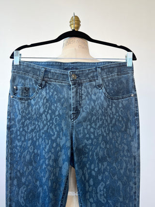 Blue Leopard Print Stretch Denim Pants (8)