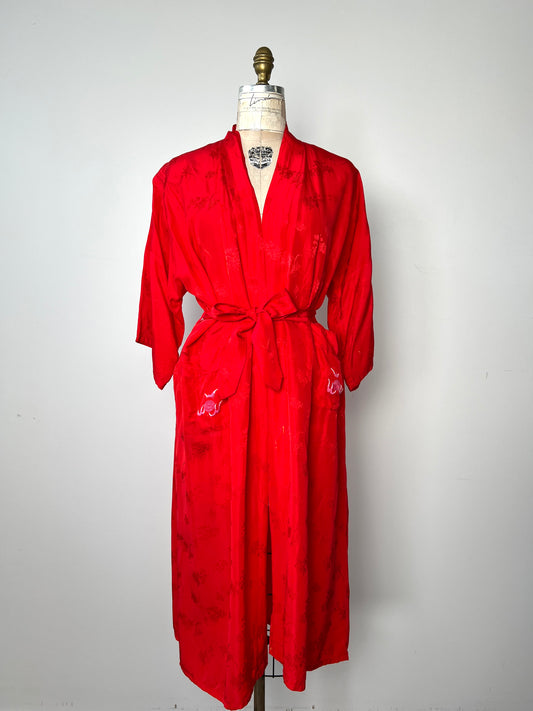 Kimono rouge à broderie dragon au dos IMPARFAIT* (L)