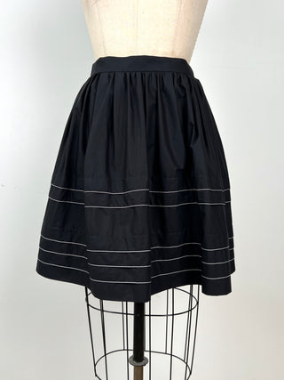 Black flared skirt with white stitching (XS)