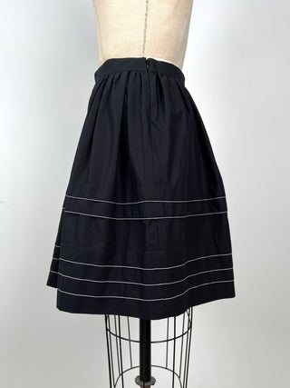 Black flared skirt with white stitching (XS)