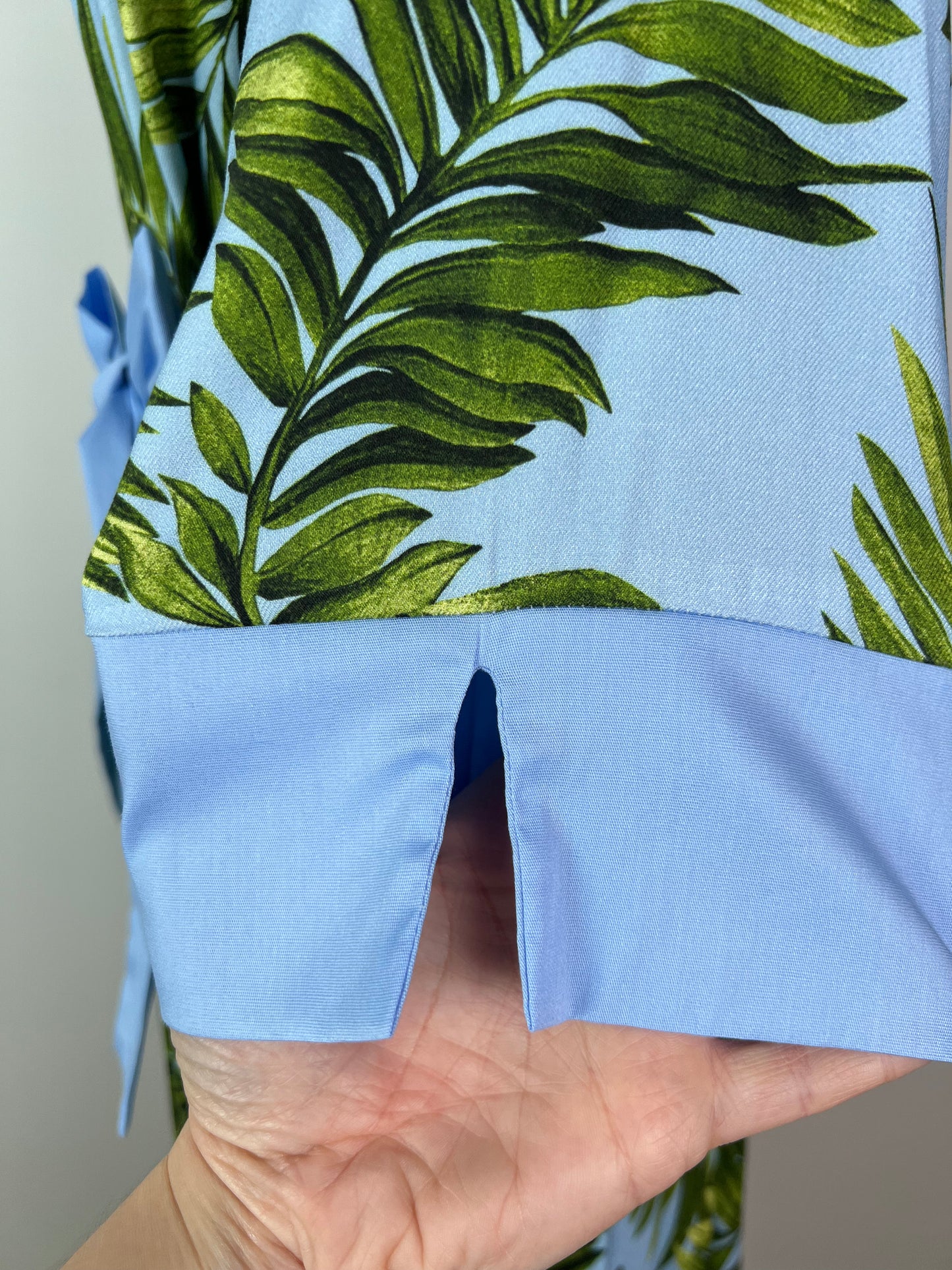 Robe chemisier bleue  à imprimé feuillages lavable (4 à 8)