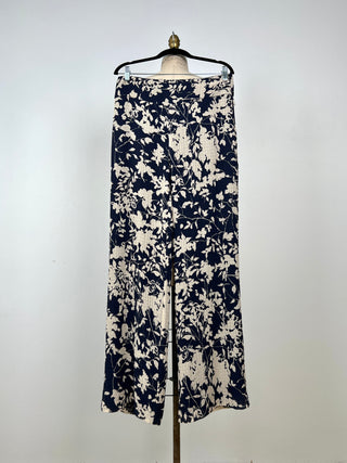 Pantalon floral marine et sable (10)