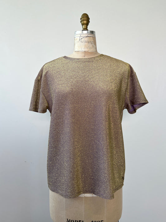 T-shirt lilas métallisé doré (S)
