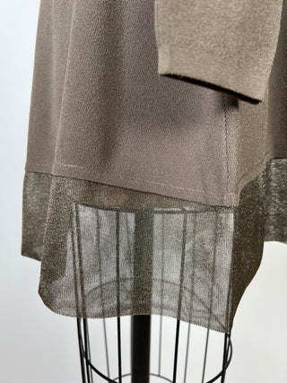 Khaki/taupe tunic dress with metallic hem (TU)