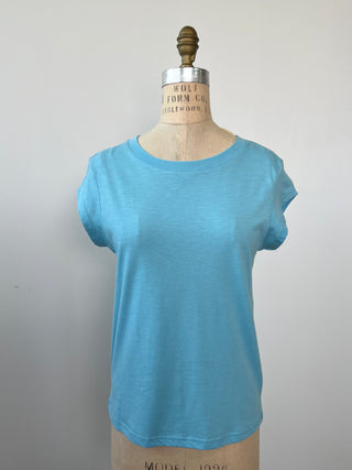 T-shirt en tissage tramé bleu (S)