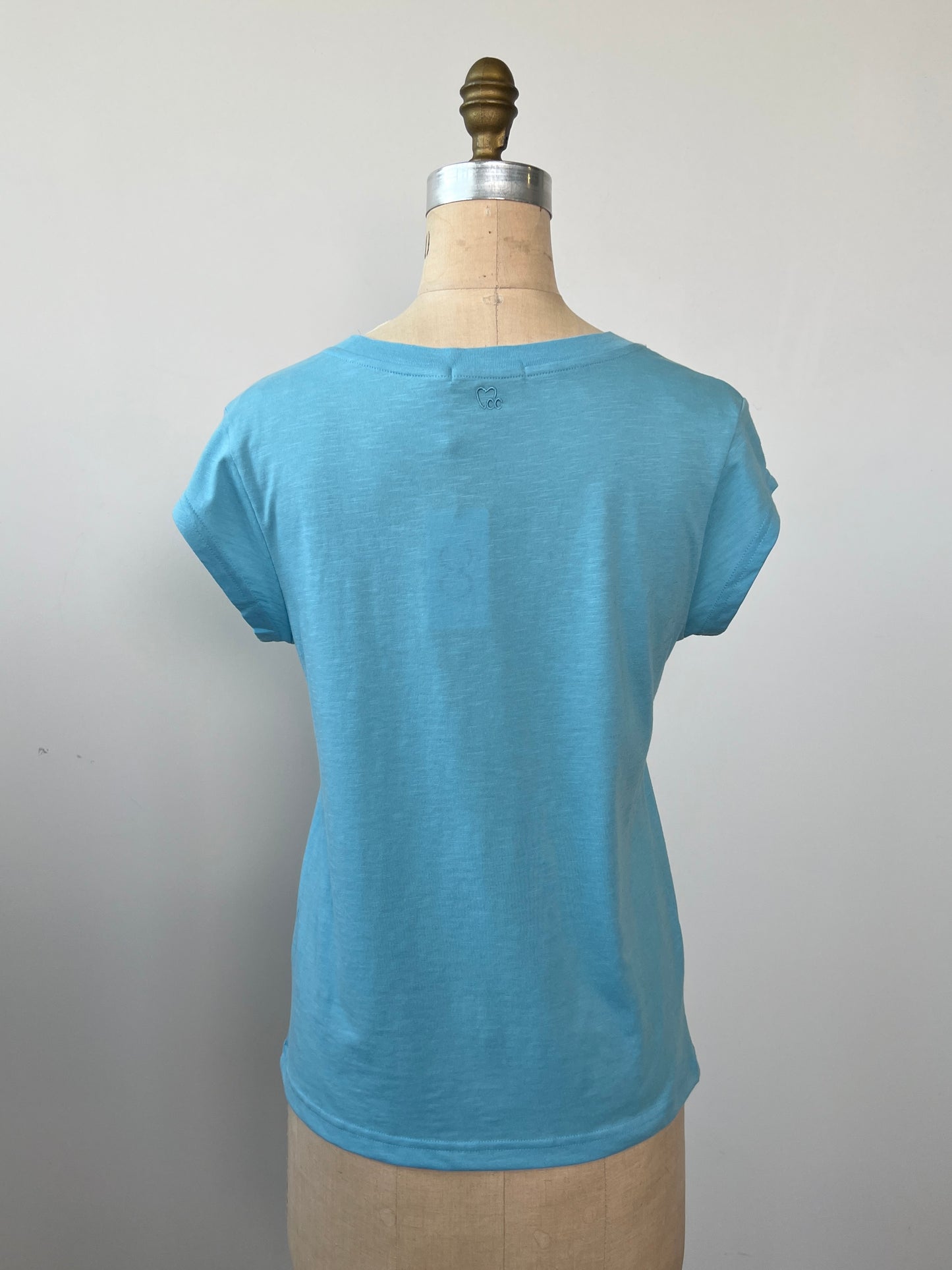 T-shirt en tissage tramé bleu (S)