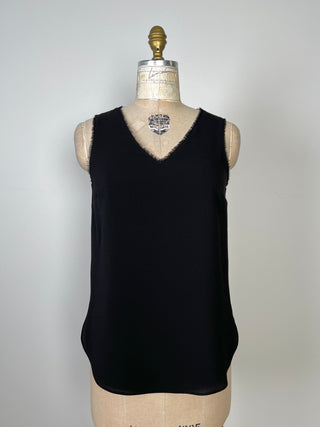 Black crepe top with mini fringes (0 to 4)