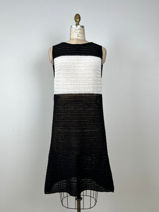 Robe à maille diaphane noir blanc (TU)