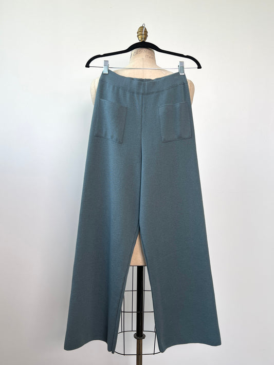 Pantalon à jambe droite pin bleu en pure laine mérinos (S)