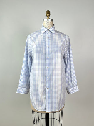 White blouse with blue checks (XS)