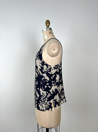 Navy and Sand Floral Halter Top (8)