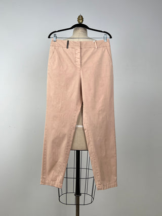 Pantalon en toile de coton rose thé (6/8)