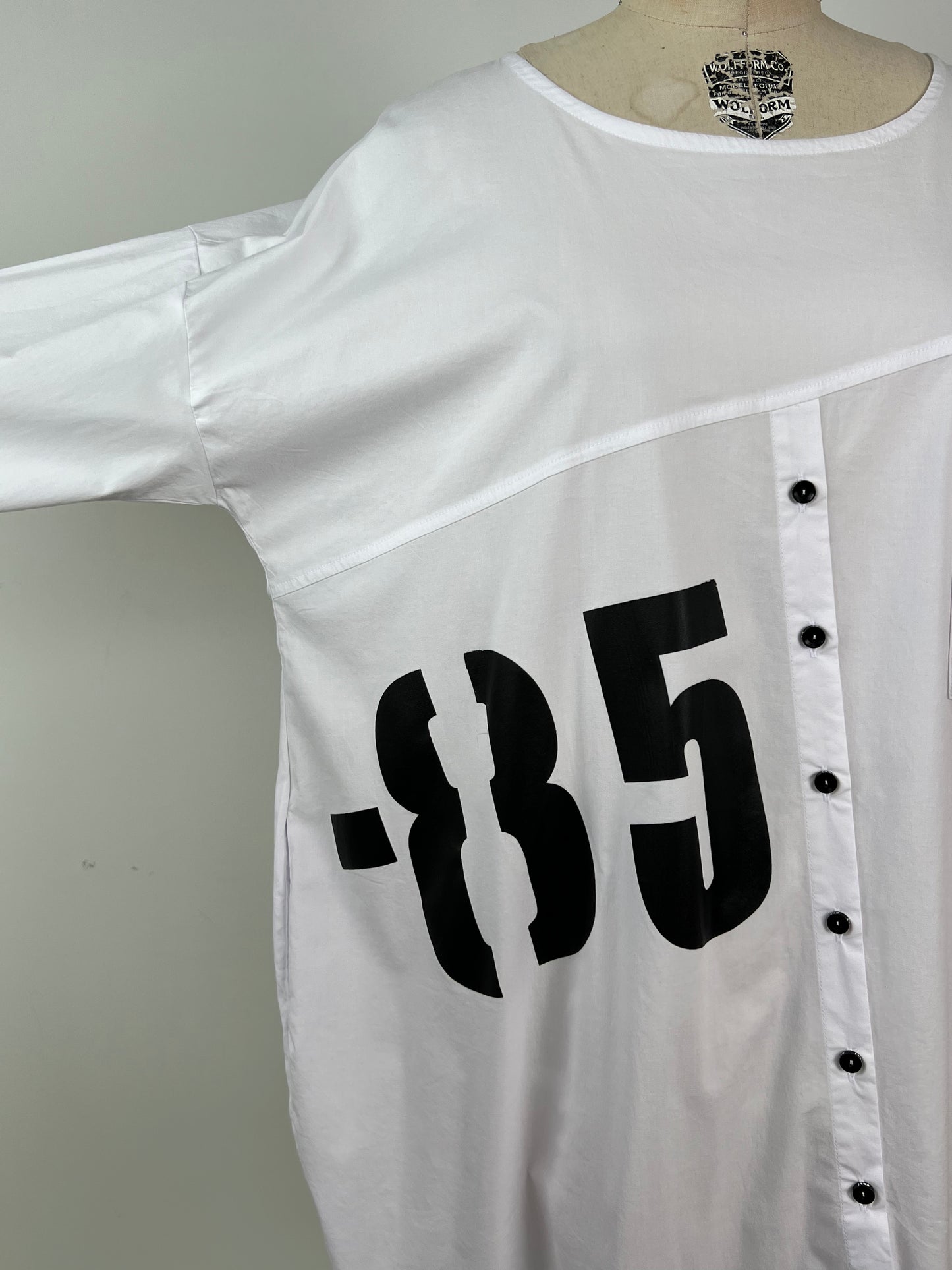 Tunique "85" oversized en coton blanc extensible lavable (S)
