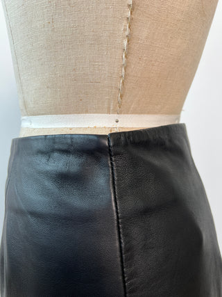 Black straight leather skirt (S)