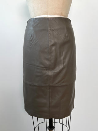 Ash grey straight leather skirt (S)