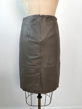 Ash grey straight leather skirt (S)