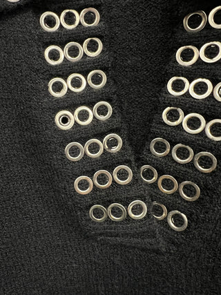 Black knit sweater with studded collar (S)