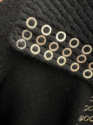 Black knit sweater with studded collar (S)
