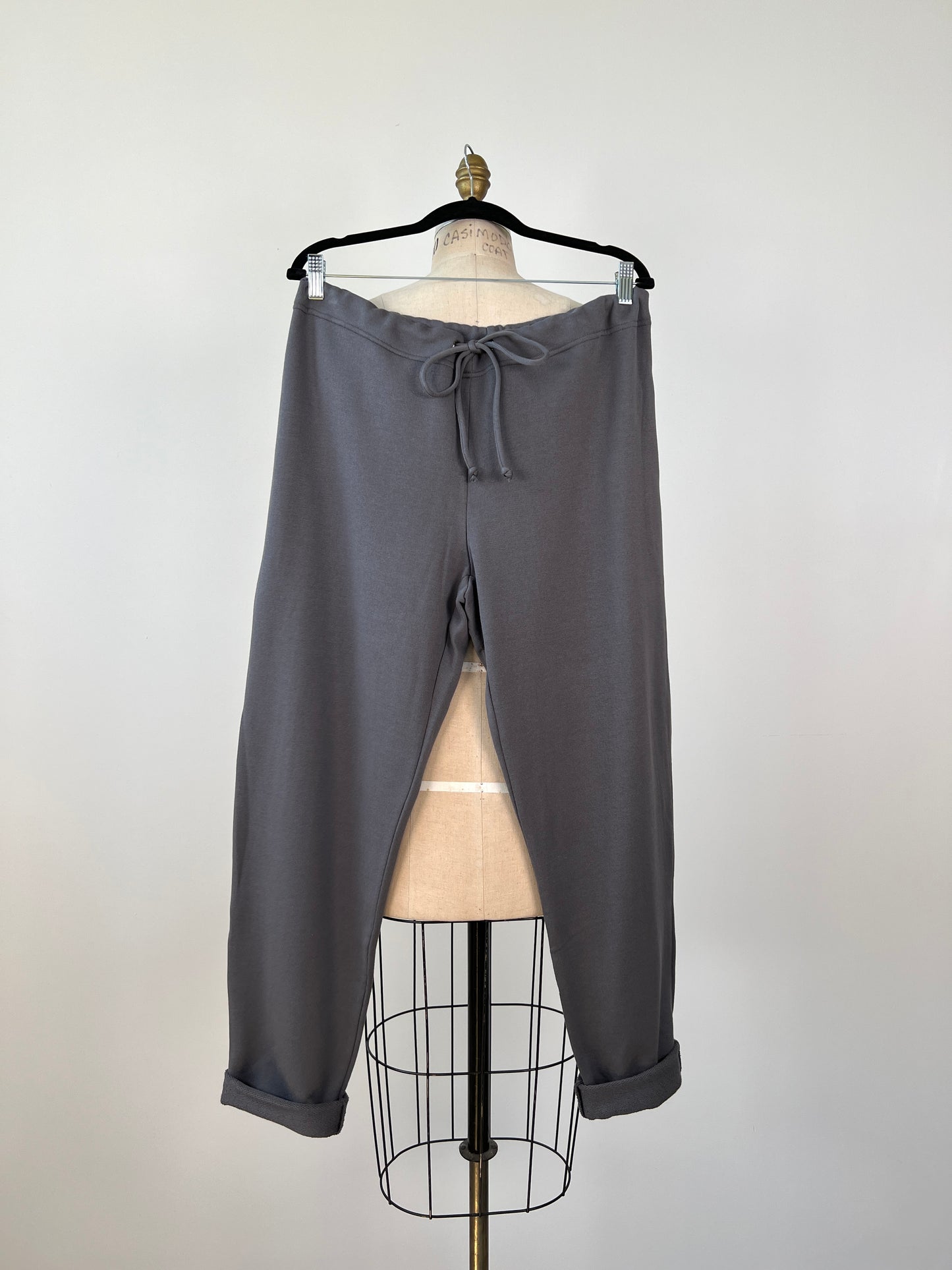 Pantalon gris en coton ratine lavable (L)