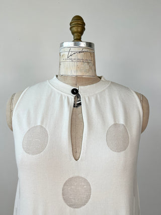 Robe blanche à pois et rayures diaphanes (TU)