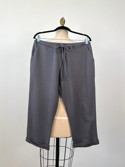 Pantalon écourté en coton ratine gris  (L à T+)