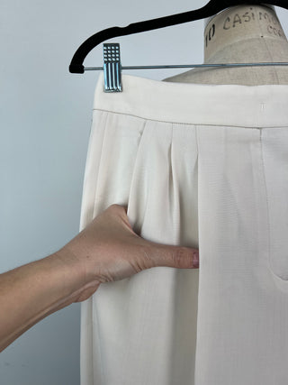 Pantalon crème à ourlet d'organza muscade (XS+S)