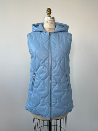 Sky Blue Quilted Faux Leather Hooded Jacket (4)